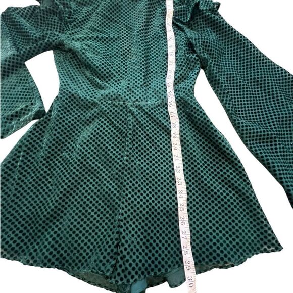 Keepsake Polka Dot Romper Bell Sleeve Green Size Small Open Back - Picture 9 of 13